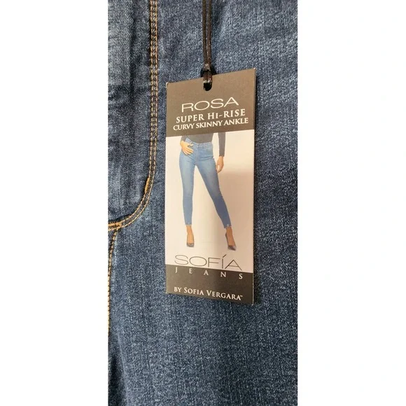 Sofia Jeans Rosa Curvy Skinny Ankle 14 Dark Wash NEW Super Hi-Rise Distressed - Picture 2 of 10